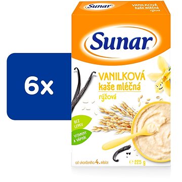 Sunar vanilková kaše mléčná rýžová 6× 225 g (8592084409555)