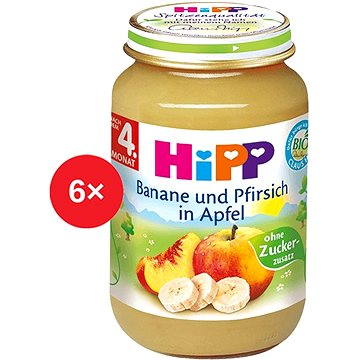 HiPP BIO Jablka s banány a broskvemi - 6× 125 g (4062300311282)