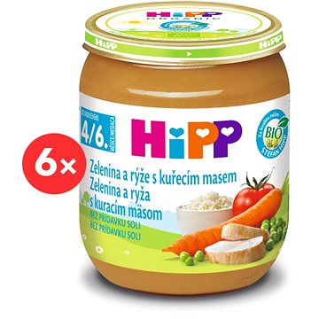 HiPP BIO Zelenina a rýže s kuřecím masem - 6× 125 g (9062300400981)