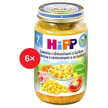 HiPP BIO Zelenina s těstovinami a šunkou - 6× 220 g (4062300270619)