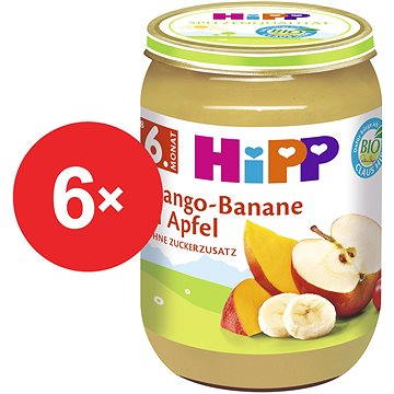 HiPP BIO Jablka s mangem a banány - 6× 190 g (4062300293786)