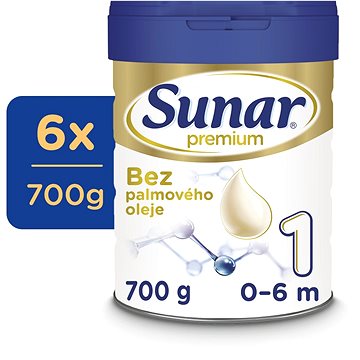 Sunar Premium 1 počáteční kojenecké mléko, 6× 700 g (8592084417628)