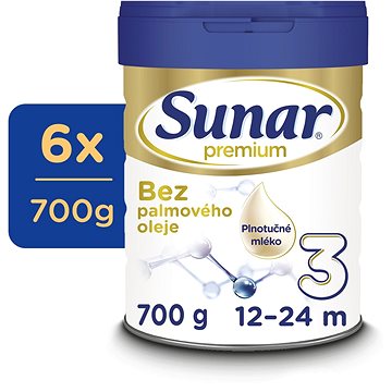 Sunar Premium 3 batolecí mléko, 6× 700 g (8592084417666)