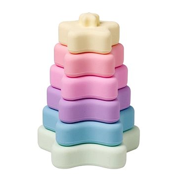 Saro Baby silikonová stohovací kousátka Rainbow (SB019601)