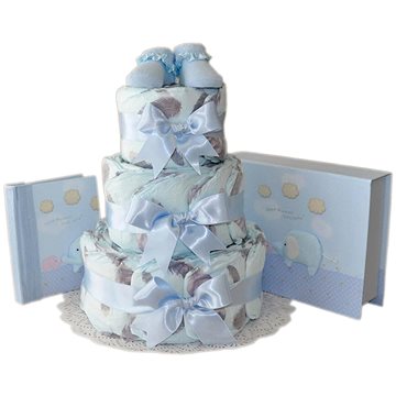 BEBEDEPARIS Třípatrový plenkový dort Šťastné vzpomínky - modrý (C0309)