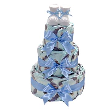 Třípatrový plenkový dort Papučky modrý (7829-1762)