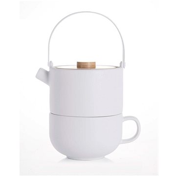 Sada Umea Tea for one, bílá s bambusovým víkem (0,5l) (142007)