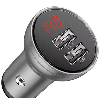 Baseus Digital Display Dual USB Car Quick Charger 24W Silver (CCBX-0S)