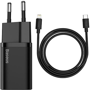 Baseus Super SI set adaptéru USB-C 20W a kabelu USB-C do Lightning 1m, černá (TZCCSUP-B01)