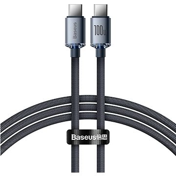 Baseus Crystal Shine Series nabíjecí / datový kabel USB-C / USB-C 100W 2m, černá (CAJY000701)