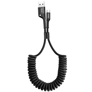 Baseus Fish Eye pružinový nabíjecí / datový kabel USB na USB-C 2A 1m, černá (CATSR-01)