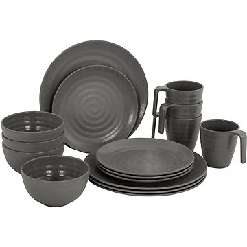Bo-Camp Tableware 100% Melamine 16 Parts Stone Grey (8712013813752)