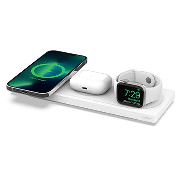 Belkin BOOST CHARGE PRO MagSafe 3v1 Bezdrátová nabíjecí podložka pro iPhone/Apple Watch/AirPods, bíl (WIZ016vfWH)
