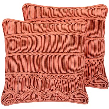 BELIANI, Sada 2 bavlněných polštářů 45 x 45 cm oranžová AKKOY, 204843 (beliani_204843)