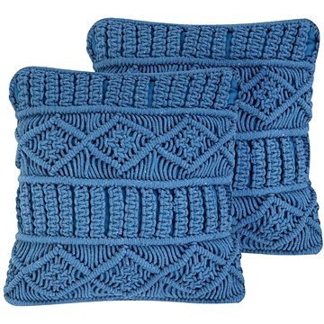 BELIANI, Sada 2 bavlněných polštářů 45 x 45 cm modrá KARATAS, 205125 (beliani_205125)
