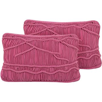 BELIANI, Sada 2 bavlněných polštářů 30 x 50 cm růžová KIRIS, 205126 (beliani_205126)