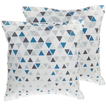 BELIANI, Sada 2 polštářů geometrických vzorů 45 x 45 cm šedá a modrá CLEOME, 205791 (beliani_205791)