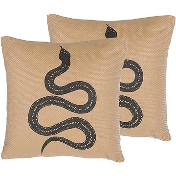 BELIANI, Sada 2 polštářů s motivem hada 45 x 45 cm béžovo černá MANORA, 257511 (beliani_257511)