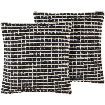BELIANI, Sada 2 bavlněných polštářů 45 x 45 cm černobílá YONCALI, 258823 (beliani_258823)