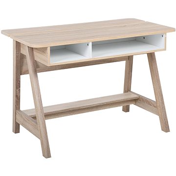 Psací stůl světlé dřevo/bilá 110 x 60 cm JACKSON, 144756 (beliani_144756)