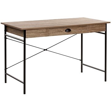 Psací stůl z tmavého dřeva s černou 120 x 60 cm CASCO, 191462 (beliani_191462)