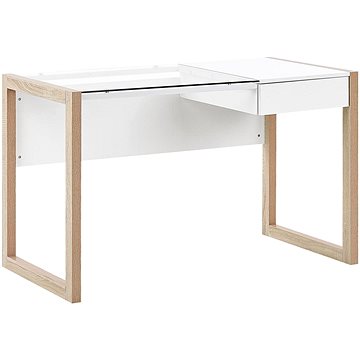 Psací stůl bílý se světlým dřevem JENKS, 243559 (beliani_243559)