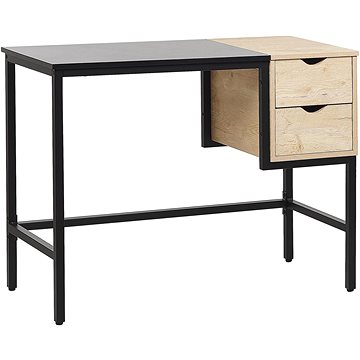 Černý psací stůl 100 x 48 cm se světlým dřevem HARPER, 250267 (beliani_250267)