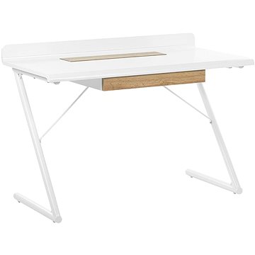 Psací stůl 120 x 60 cm bílý se světlým dřevem FOCUS, 258484 (beliani_258484)