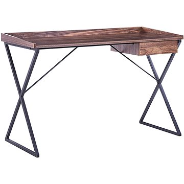 Psací stůl se zásuvkou 120 x 54 cm tmavé dřevo / černá NOXON, 319171 (beliani_319171)