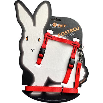 Bafpet Set pro králíka - kšíry + vodítko, Červená, 10mm × 120cm, 10mm × OK 19-26, OH 24-37cm, 20411J (20411J_CERVENA)