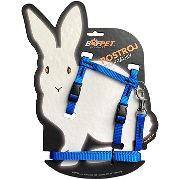 Bafpet Set pro králíka - kšíry + vodítko, Modrá, 10mm × 120cm, 10mm × OK 19-26, OH 24-37cm, 20411J (20411J_MODRA)