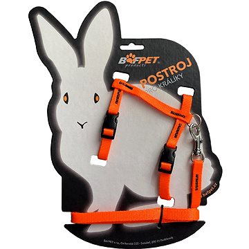Bafpet Set pro králíka - kšíry + vodítko, Oranžová, 10mm × 120cm, 10mm × OK 19-26, OH 24-37cm, 20411 (20411N_ORANZOVA)
