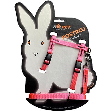 Bafpet Set pro králíka - kšíry + vodítko, Růžová, 10mm × 120cm, 10mm × OK 19-26, OH 24-37cm, 20411N (20411N_RUZOVA)