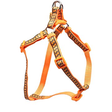 Bafpet Popruhové kšíry "Reflexní kostičky" - Oranžová, 25mm × OH 58-90cm, 18416K (18416K_ORANZOVA)