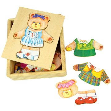 Dřevěné oblékací puzzle v krabičce - Paní Medvědice (691621087640)