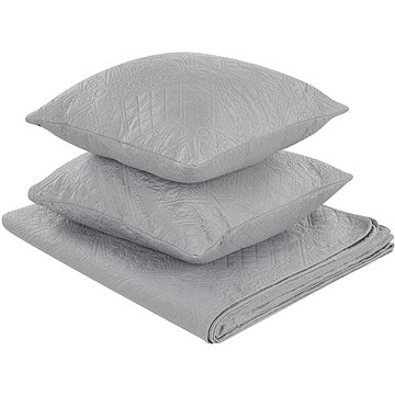 Sada embosovaného přehozu na postel s polštáři 140×210 cm šedá ALAMUT, 313389 (beliani_313389)