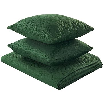 Sada embosovaného přehozu na postel s polštáři 140×210 cm zelená BABAK, 313567 (beliani_313567)