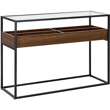 Konzolový stolek se skleněnou deskou tmavé dřevo / černý WACO, 321272 (beliani_321272)