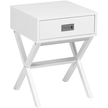 Bílý noční stolek se zásuvkou MONROE, 73601 (beliani_73601)