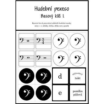 Hudební pexeso - Basový klíč 1 - 72 kartiček pro zábavnou výuku hudební nauky (BM062)