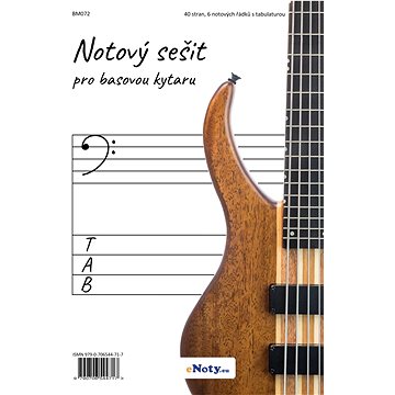 Notový sešit pro basovou kytaru A4 - 40 stran, 6 notových řádků s tabulaturou (BM072)