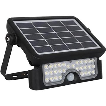 LED solární reflektor se senzorem pohybu CAMPO 8W/4000K/600Lm/IP65/Li-on 3,7V/3Ah, černé (CAMPO840)