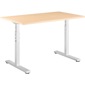 AlzaErgo Fixed Table FT1 bílý + Stolová deska TTE-12 120x80 cm lamino bříza (BUN)