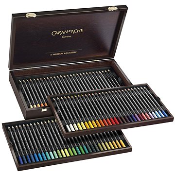 CARAN D'ACHE Museum Aquarelle 76 barev v dřevěném boxu (3510.476)