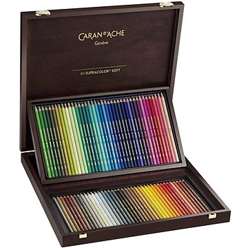 CARAN D'ACHE Supracolor Aquarelle 80 barev v dřevěném boxu (3888.480)