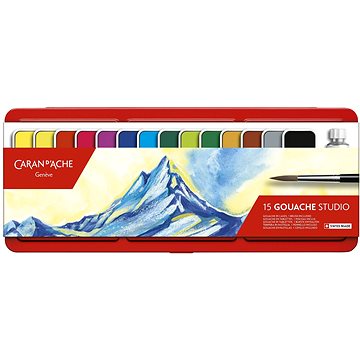 CARAN D'ACHE Kvašové barvy pánvičky 15 barev (1000.315)