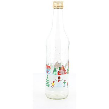 Cerve láhev s víčkem 0,5L dekor SNOW VILLAGE (X30222)