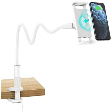 ChoeTech 2in1 Phone Holder with Flexible Long Arm and 15W Wireless Charger White (T584-F)