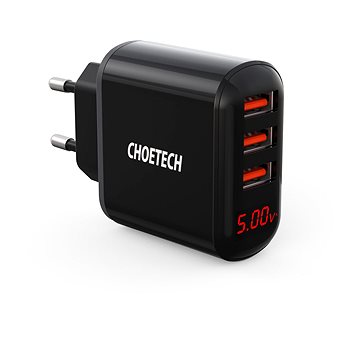Choetech 5V/3.4A 3x USB-A Digital Display Wall Charger (Q5009)