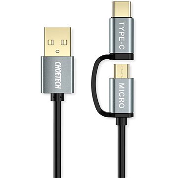 ChoeTech 2 in 1 USB to Micro USB + Type-C (USB-C) Straight Cable 1.2m (XAC-0012-102BK)